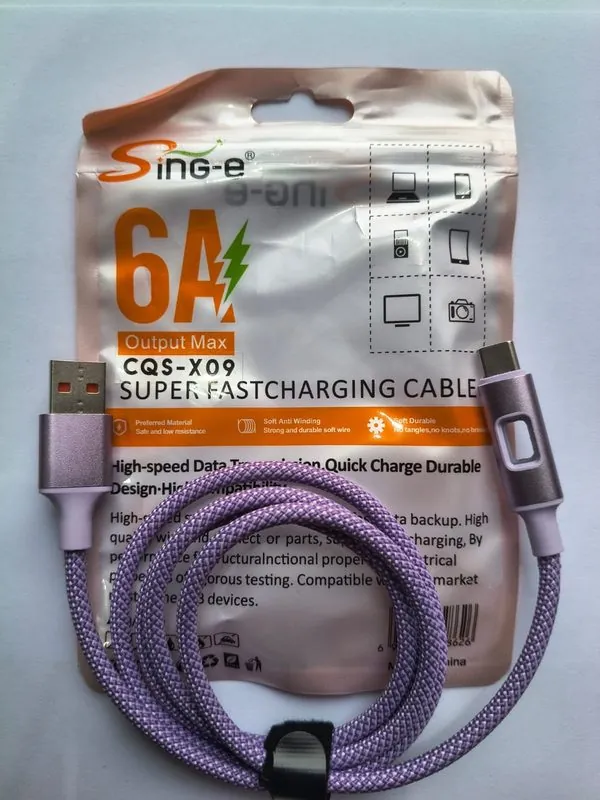 Kabel Data Charger Ungu(USB-A/Type-C)