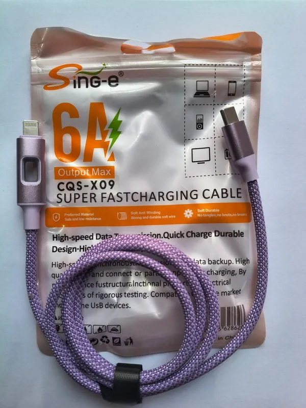 Kabel Data Charger Ungu(Type-C/Lightning)