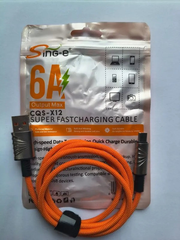 Kabel Data Charger Oranye(USB-A/Type-C)