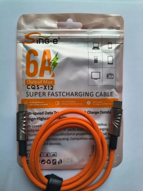 Kabel Data Charger Oranye(Type-C/Type-C)