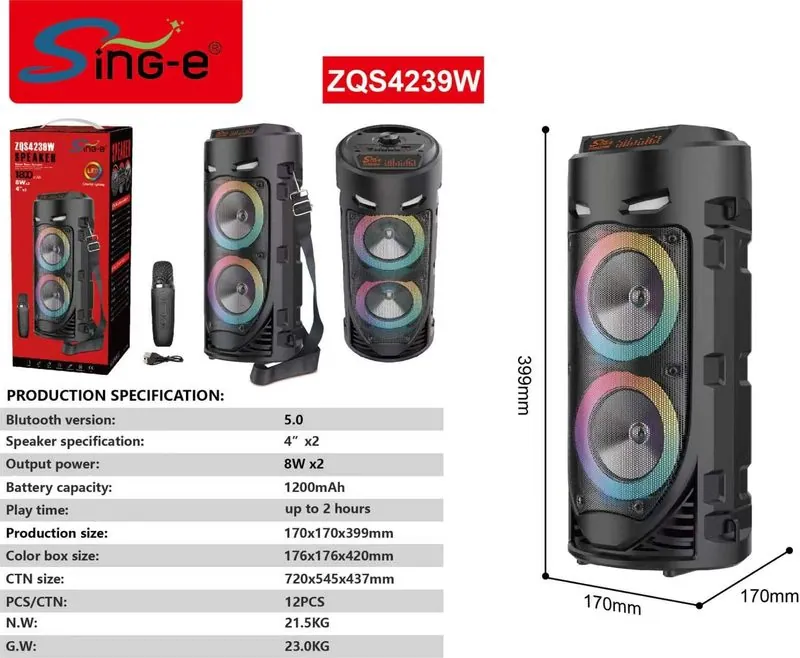 Sing-e ZQS4239W Speaker Bluetooth